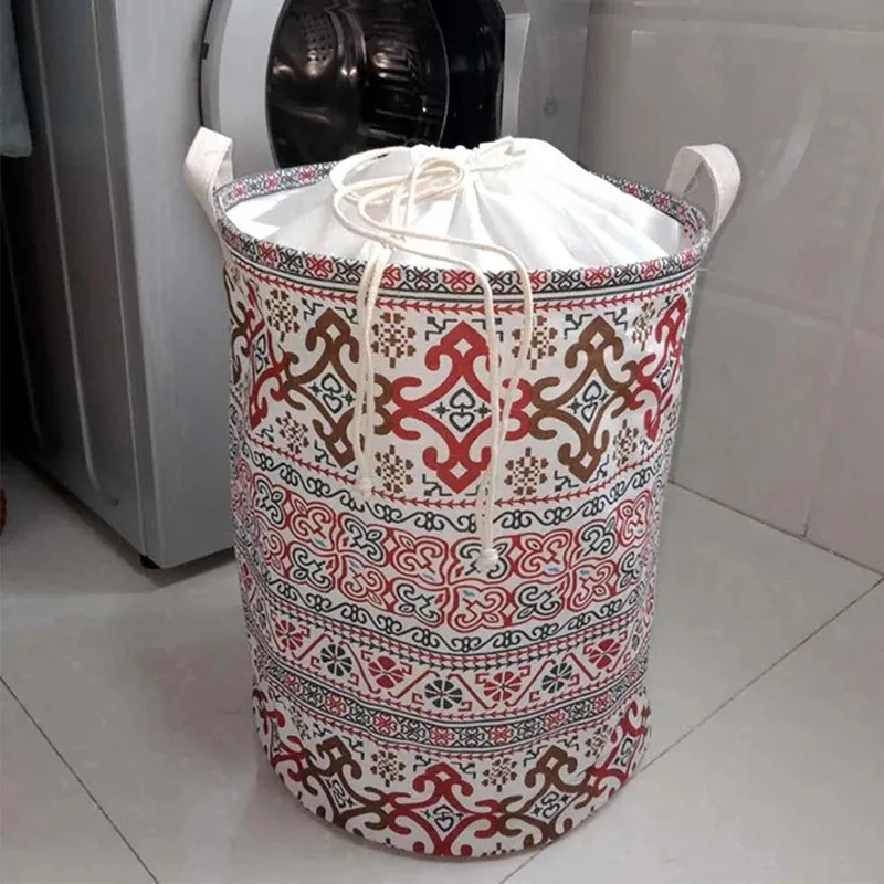 2024 Folding Drawstring Laundry Basket Dirty Clothes Toys Storage Bucket Wardrobe Clothing Organizer Large Capacity Laundry Hamper