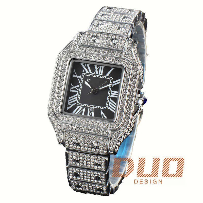 Pass Test Diamond Test MOISSANITE Watch Full Diamond Out Designer Classic Watch Luksusowy zegarek biżuterii Sapphire Mirror Wysokiej jakości oryginał z pudełkiem