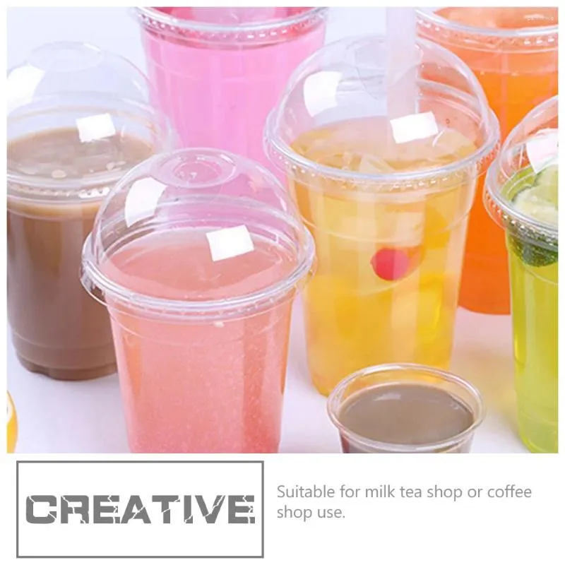 Disposable Cups Straws 50 Pcs Juice Accessory Plastic Supply Clear Mug Multi-function Portable With Cover Transparent Lids