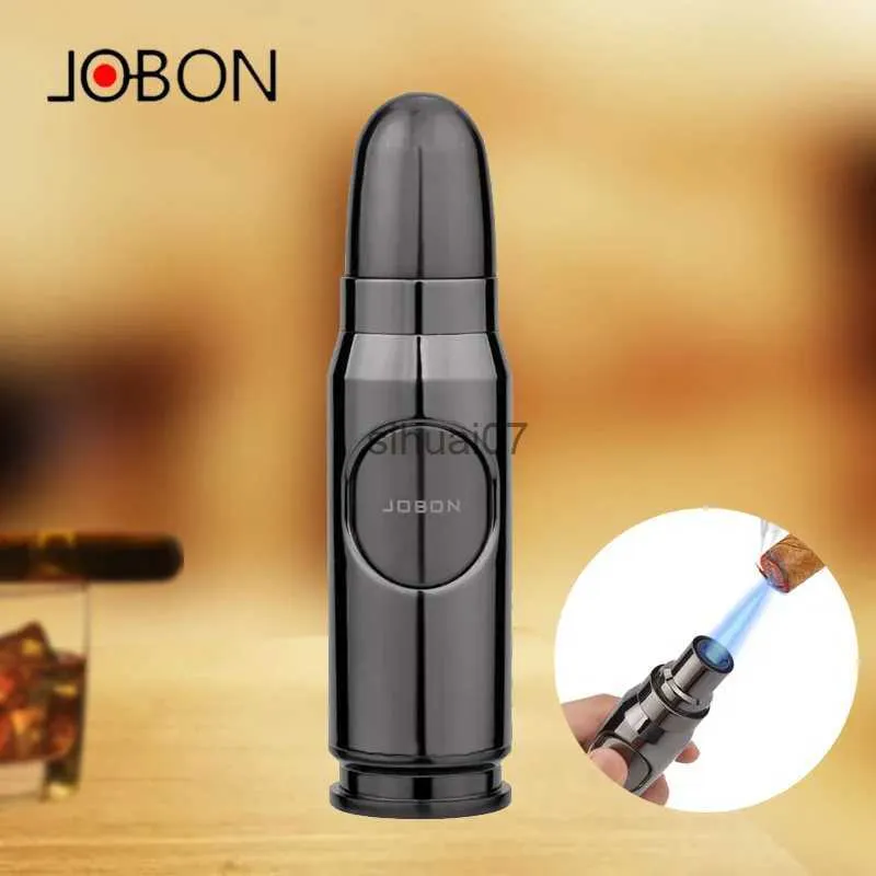 Lighters Jobon Windproof Butane Gas plus léger Bullet Metal Turbo Jet Igniter BBQ Airbrush Flame Straight Fire Blue Flame Cigar Lighter 240325