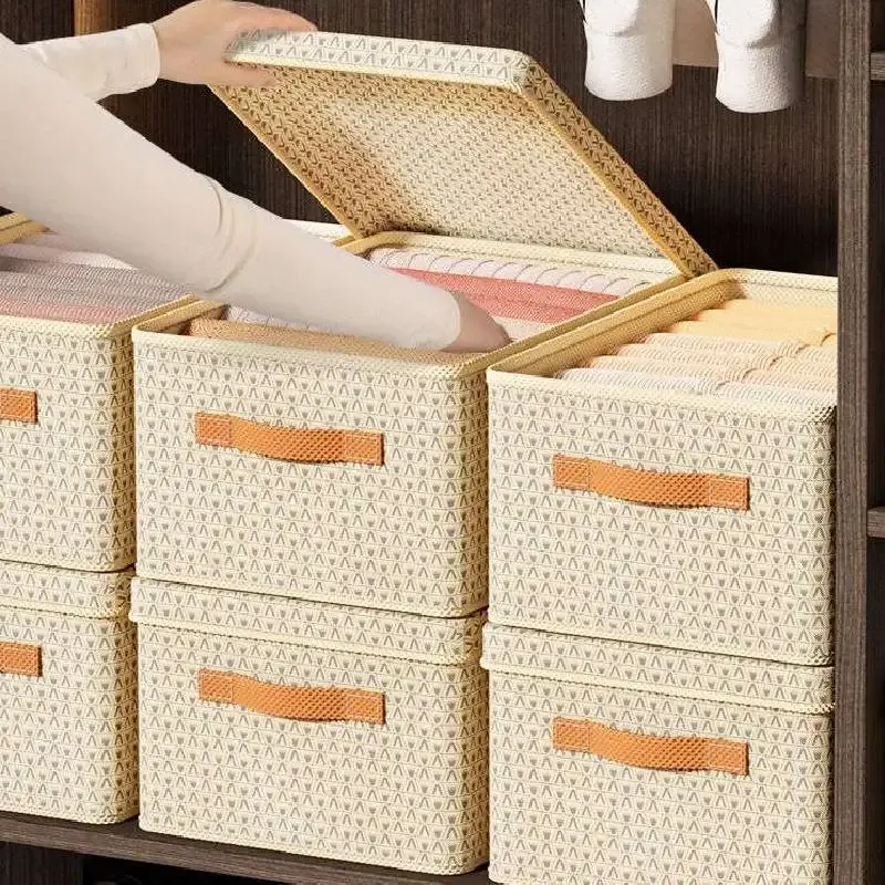 Bins Kleidung Lagerung Organizer PP Bord Falten Quilt Jeans Aufbewahrungsbox Mit Deckel Große Kapazität Schlafzimmer Schrank Staubdichte Aufbewahrungstasche