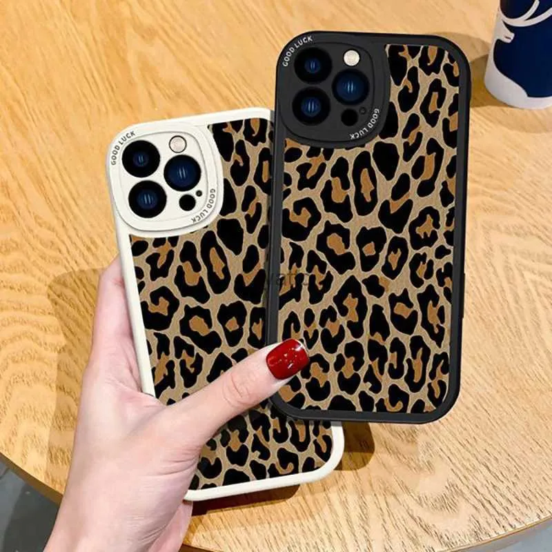 Étuis de téléphone portable Nouvelle coque de téléphone Tide Brand Leopard pour impression iPhone 14 13 11 Pro Max Xs XR 7 8 Plus Emballage complet en silicone souple R Premium Femme H240326