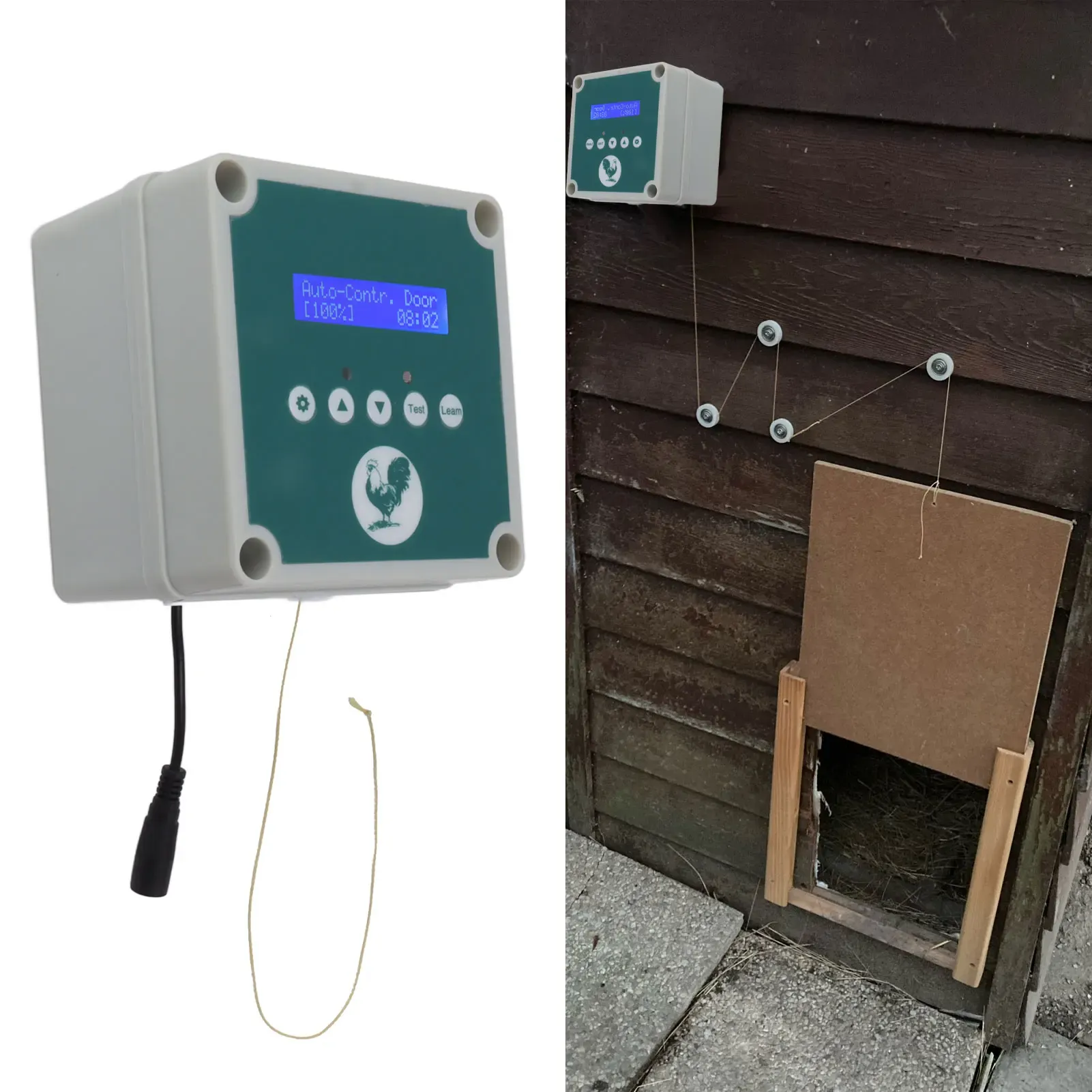 Accesorios Controlador automático de puerta de gallinero ABS Juego de motor de actuador de puerta de pollo eléctrico de 100 a 240 V con control remoto para granja