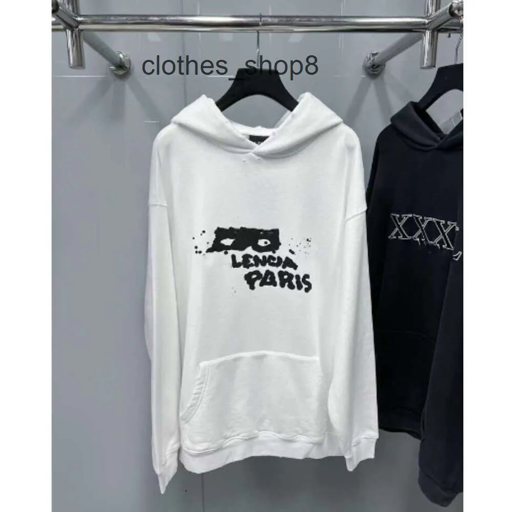 Handmålad höst/vinter balencigs hoodie märke mens modedesigner paris hoodies 2024 hemversion familj män tröjor graffiti par 532n