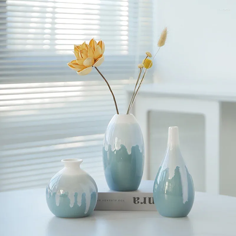 Vaser en uppsättning kreativa keramiska blomma potten växter korg nordisk bröllop dekorativt matbord sovrum hemrum dekoration