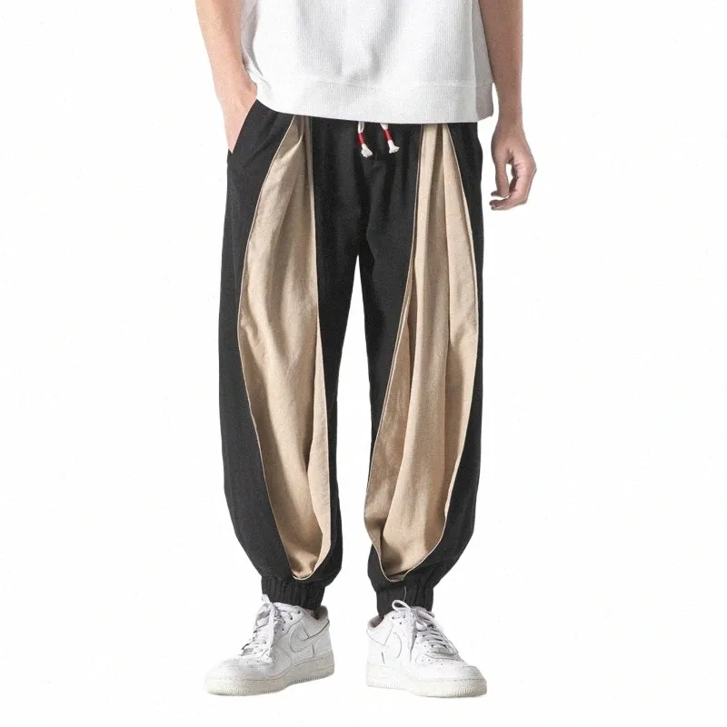 men Loose Jogging Pants 2022 New Fi Patchwork Harem Pants Male Vintage Sweatpants Men Cott Trousers Streetwear 5Xl O7Rt#