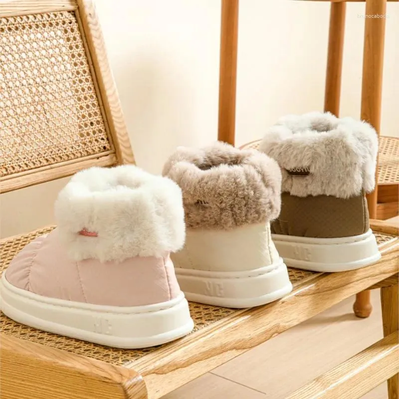 Casual Shoes 2024 Women Winter Boot High Top Unisex Furry Outside Thicken Plush Keep Warm Thick Heels Plus Size Couples Snow