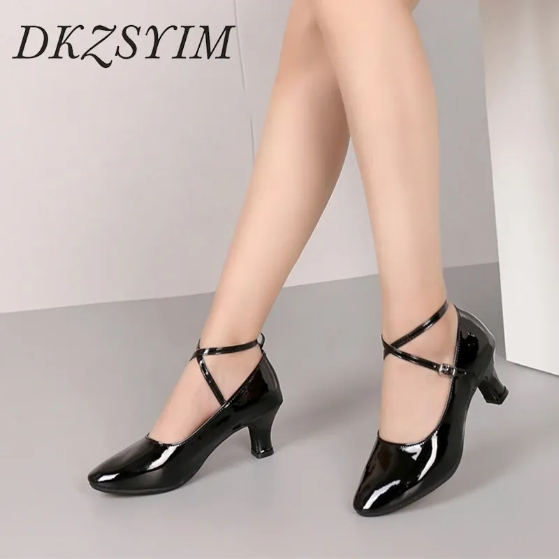 shoes DKZSYIM Women Tango Dance Shoes Ballroom Latin Shoes Ladies Modern Jazz Comfortable Close Toe Middle Heel Party Dance Sneakers