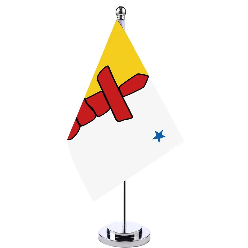 Akcesoria 14x21cm mini flaga kanadyjskiej flagi flagi sztandarowej stołowej stołowej sali koncernowej z słupem The Nunavut Flag Sign Decor sala konferencyjnego