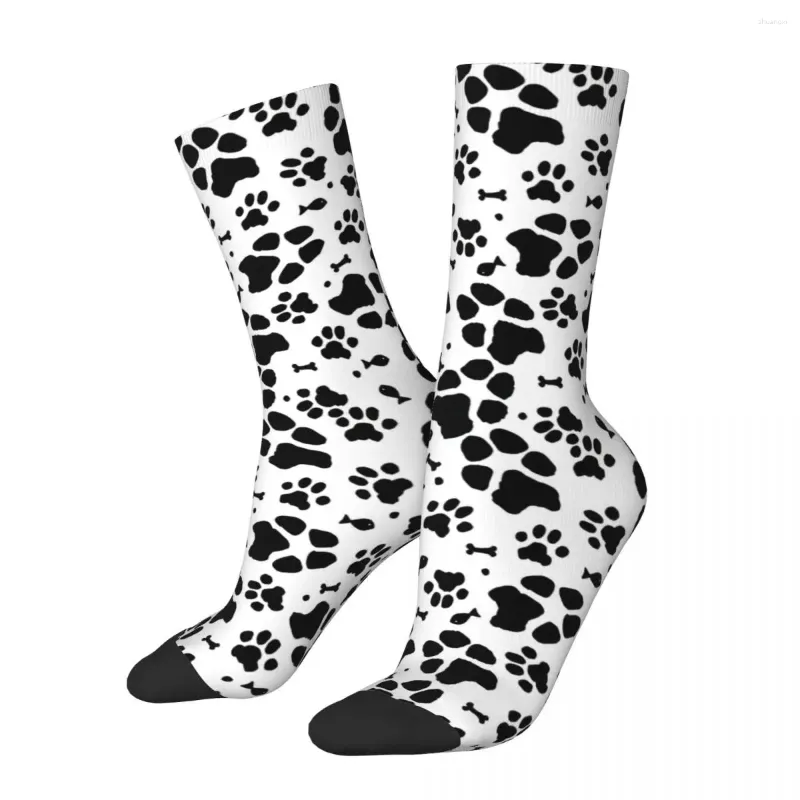 Men's Socks Funny Paws Retro Dog Hip Hop Novelty Crew Sock Gift Pattern Printed