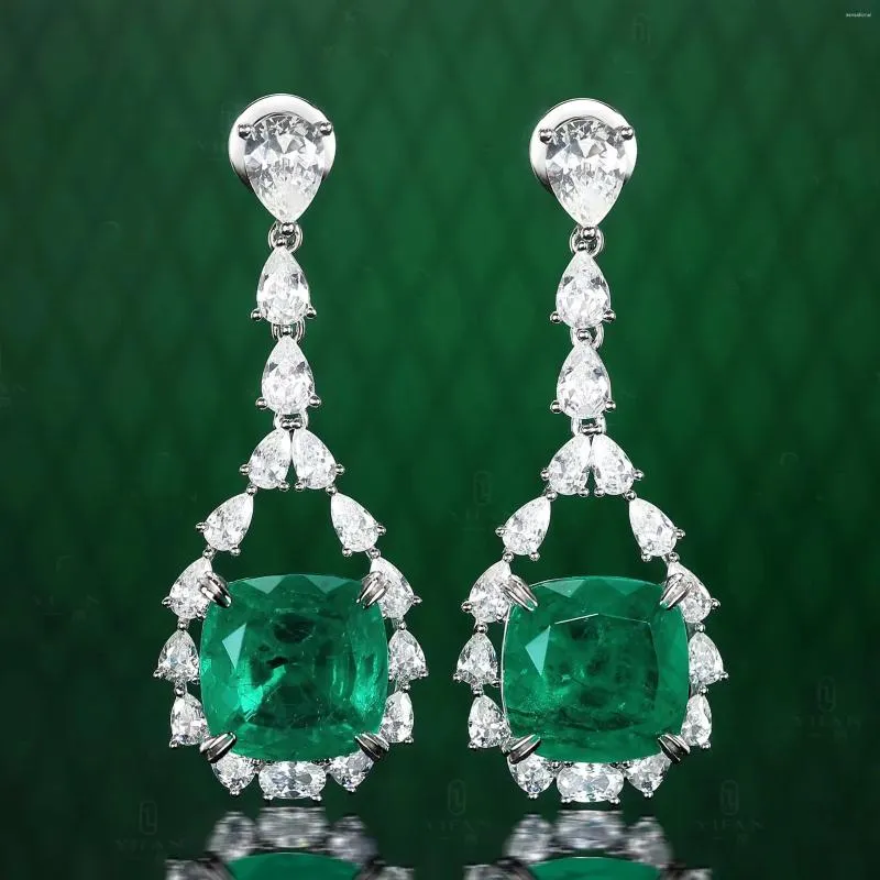 Orecchini pendenti ZOCA Emerald Lab Big Stone Set di gioielli in argento sterling 925 Regalo da donna con pendente a goccia d'acqua