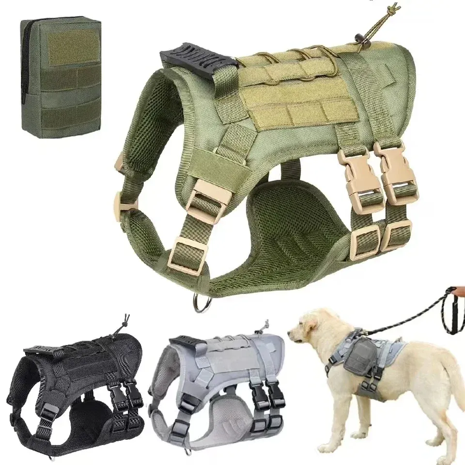 Harnesses Tactical Dog Harness with Handle and Dog Leash Military Walking Dog Accessories for Medium Large Dogs Puppy Harness