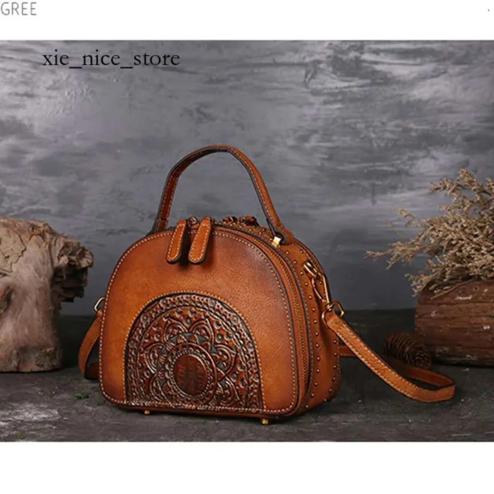 Womens Bag Retro Leather Womens Bags Multi Functional First Layer Cowhide High Quality National Style Oblique Cross Hand 2355