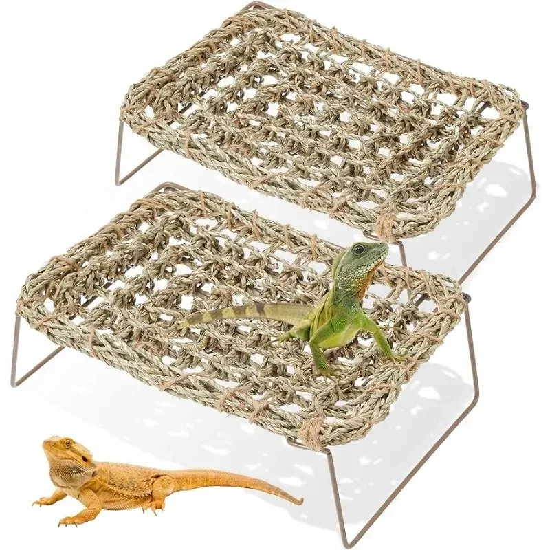 Burar Lizard Lounger Reptil Hammock Bed, Grass Fibrers, Bearded Dragon Bed, Gecko Climbing Snake Reptile, Amfibian Hermit Crab House