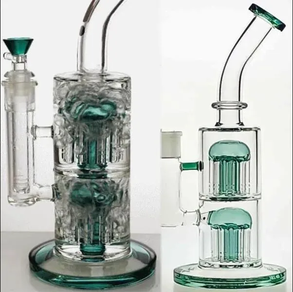 Double Glass Bubbler Klein Recycler Oil Rigs Hookahs Thick Glass Water Bongs Smoking Pipes With 14mm Banger