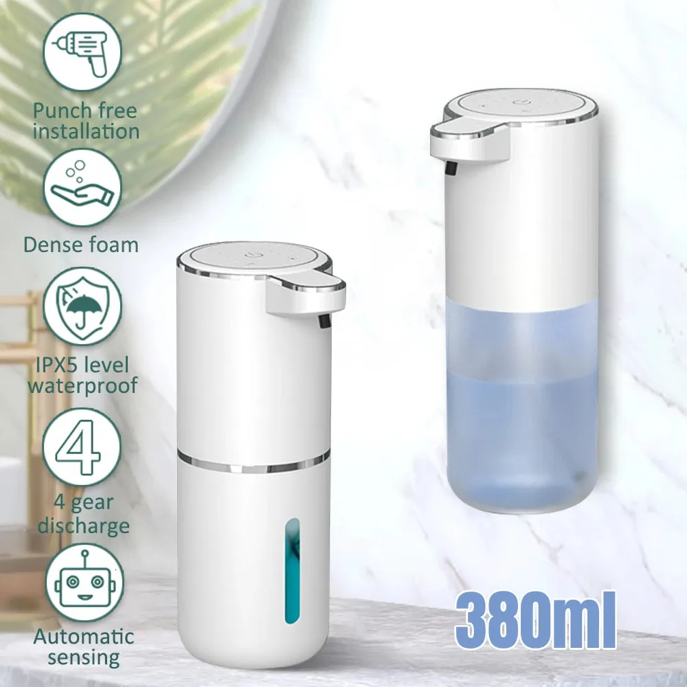 Distributeurs automatiques de savon en mousse blanc de 380ML, Machine à mousse intelligente, distributeur de savon liquide inductif infrarouge, pompe désinfectant pour les mains 240313