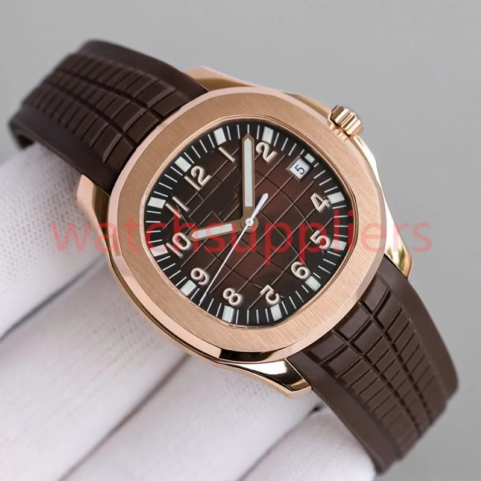 Relógios masculinos dourados movimento elegante movimento automático pat 40mm pulseira de borracha confortável à prova d'água data automática relógios de pulso luminosos313n