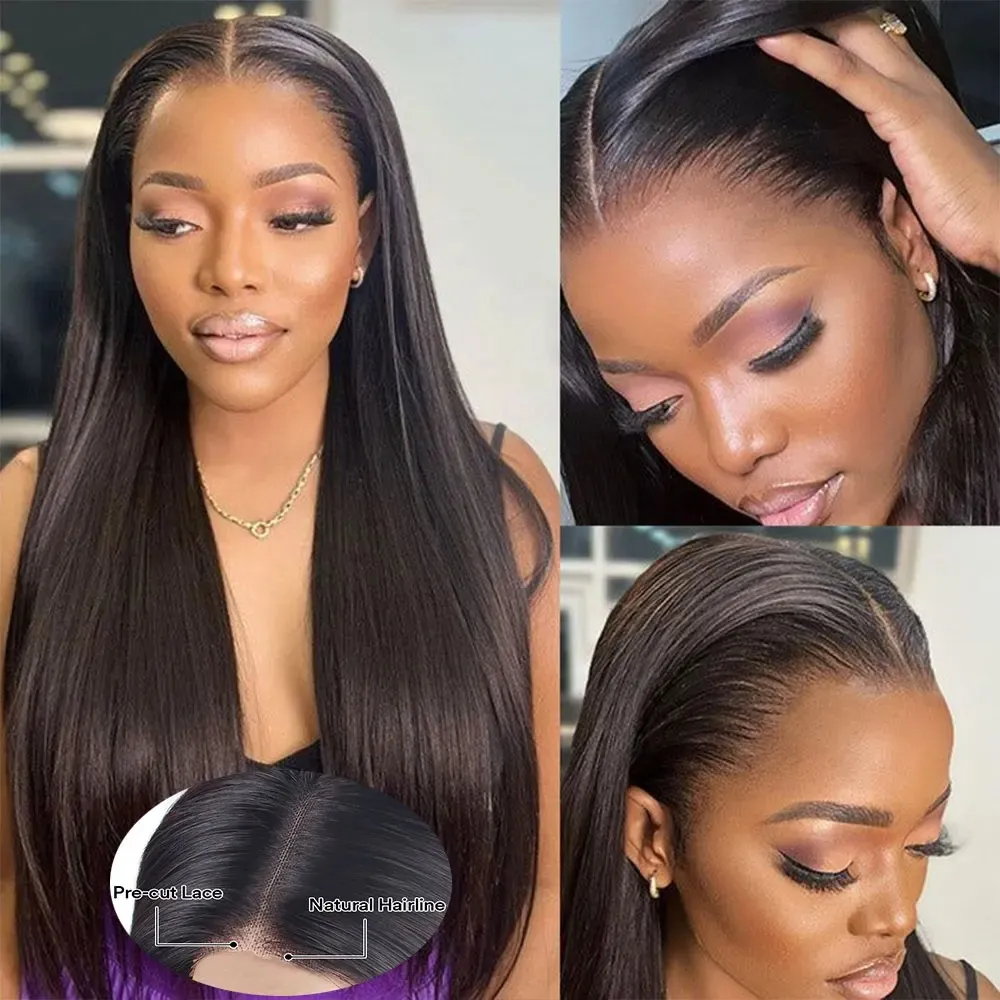5x5 Hd Pre Cut Pre Plucked Lace Closure Wig 4x4 Straight Lace Frontal Wig Wear and Go Glueless Human Hair Wigs for Women