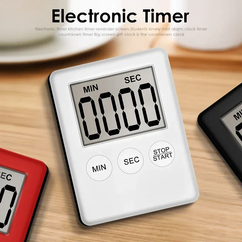 2024 Magnet Kitchen Timer Electronic LCD Digital Screen Cooking Count Up contagem regressiva Alarme do sono Songo StopWatch Relógios Gadgets de cozinha para
