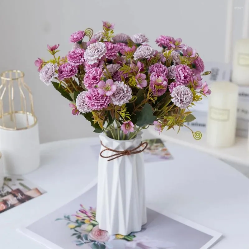 Dekorativa blommor konstgjorda blomma för heminredning Rose sovrum bordsskrivbord falska växter bröllop dekor gåvor