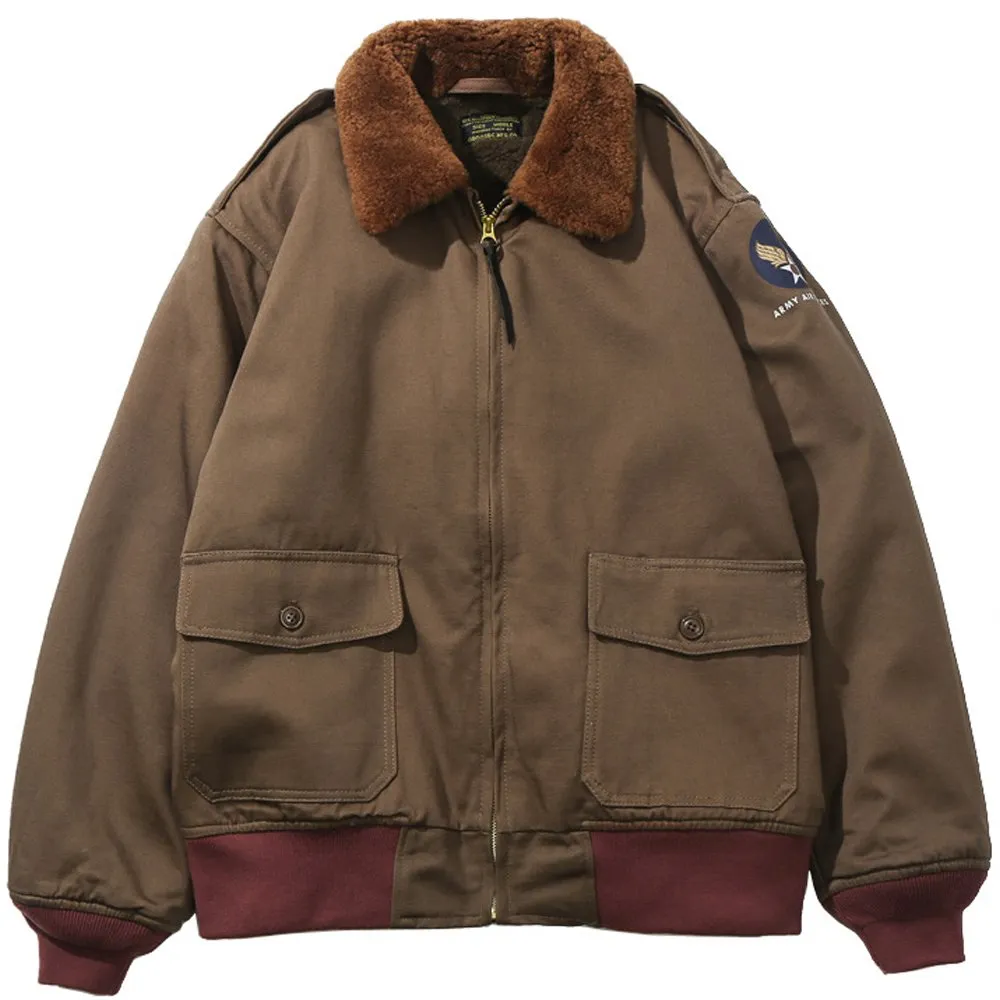 DHgate Mens Vintage Winter Bomber Jacket US Army Air Force B10 Flight Jacket Thick Wool Fleece Fur Warm Coat Tactical Uniform Apparel