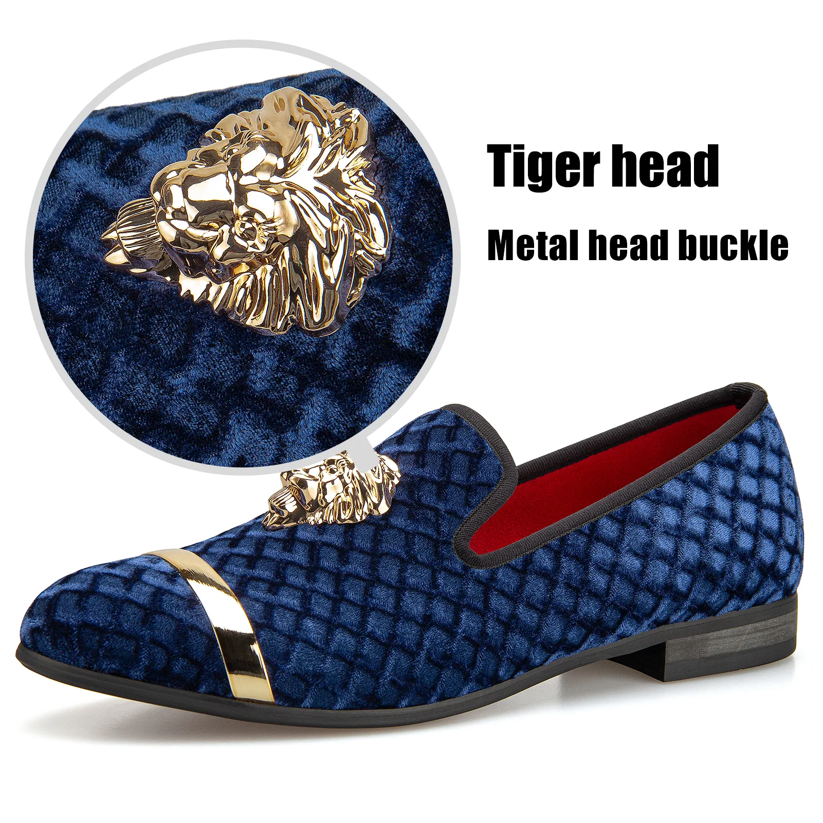 Premium Velvet Loafers: Embroidered Dress Shoes for Men  display picture 2