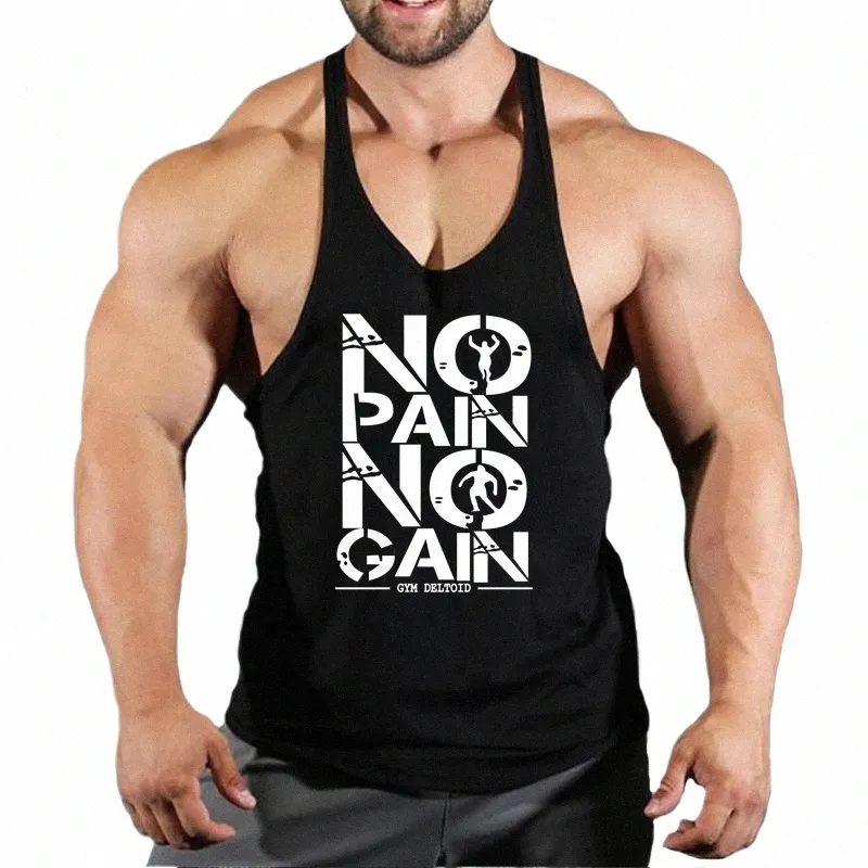 ingen smärta ingen förstärkning gym tank top män fitn klädman bodybuilding tank tops sommar gymkläder för manlig ärmväst skjorta r6vo#