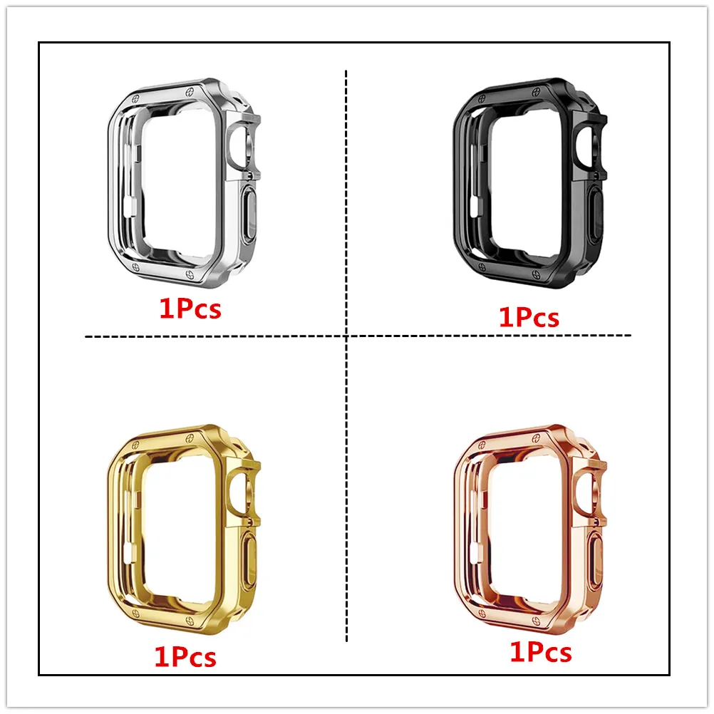 Armor Plating TPU Case Anti-fall Protective Shell Frame Cover for Apple Watch Series 1 2 3 4 5 6 7 8 9 iWatch 38mm 40mm 41mm 42mm 44mm 45mm Ultra 49mm