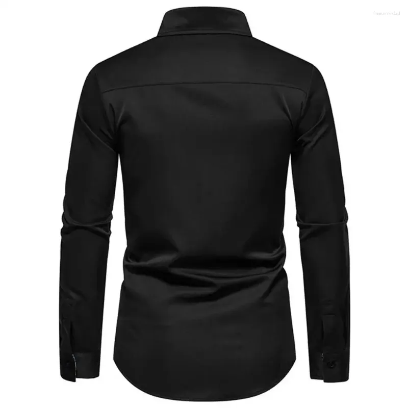 Chemises décontractées pour hommes Chemise à manches longues Hommes Daily Top Style rétro Printemps Automne avec impression de couleur contrastée Design à simple boutonnage pour formel