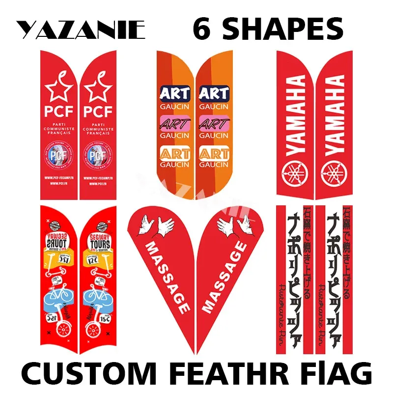 Accessories YAZANIE Single or Double Sided Custom Feather Promotional Flags and Banners Beach Teardrop Flag Outdoor Advertising Banner