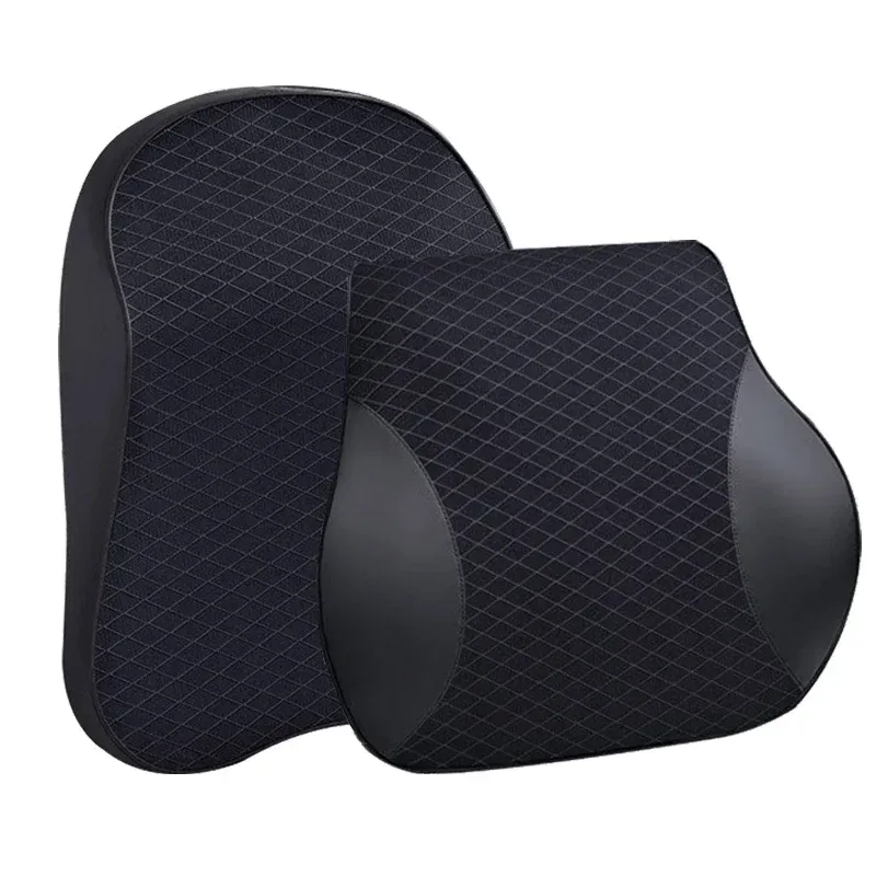 3D Memory Foam Auto Hals Kissen PU Leder Auto Kissen Taille Rest Kissen Sitz Rückenlehne Lenden Kissen Für Auto Zubehör