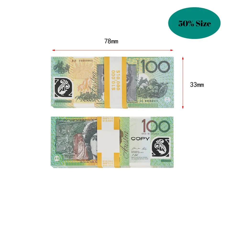 Partihandel pappersfilms banknoter | Game Prop Dollar Australian High 5/10/20/50/100 Aud Copy Fake Money Quality Props Dkrlp