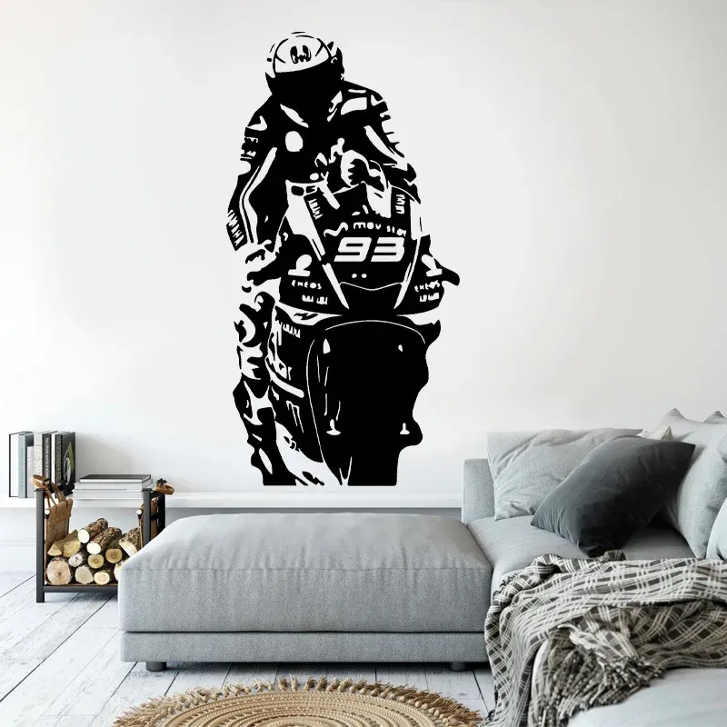 Çıkartmalar Motosiklet Yarışı Rider Özel No. Knight Wall Sticker Vinil Ev Dekor Odası Genç Yatak Odası Garaj Çıkartmaları Çıkarılabilir Duvar Kağıdı 4191