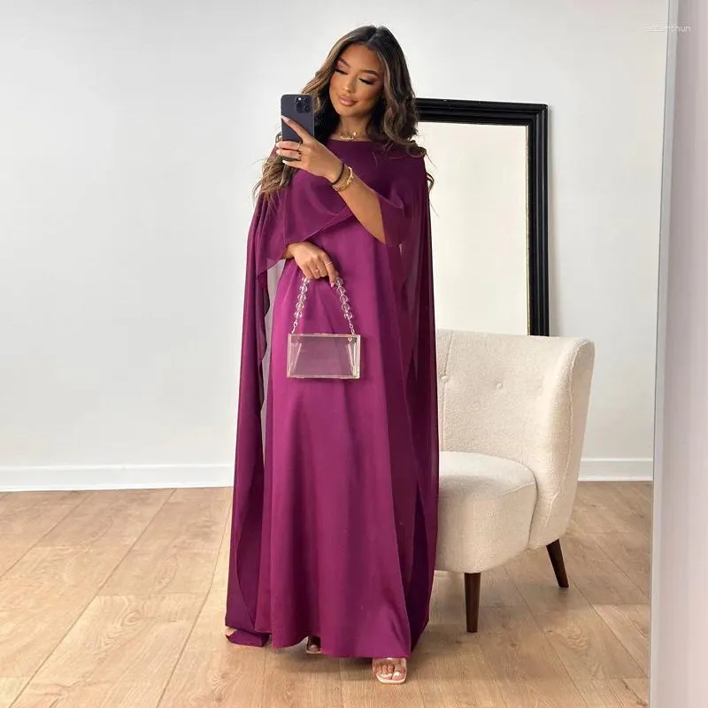 Casual Dresses Autumn Fashion Elegant Robe Dress Women Solid Cloak Spliced