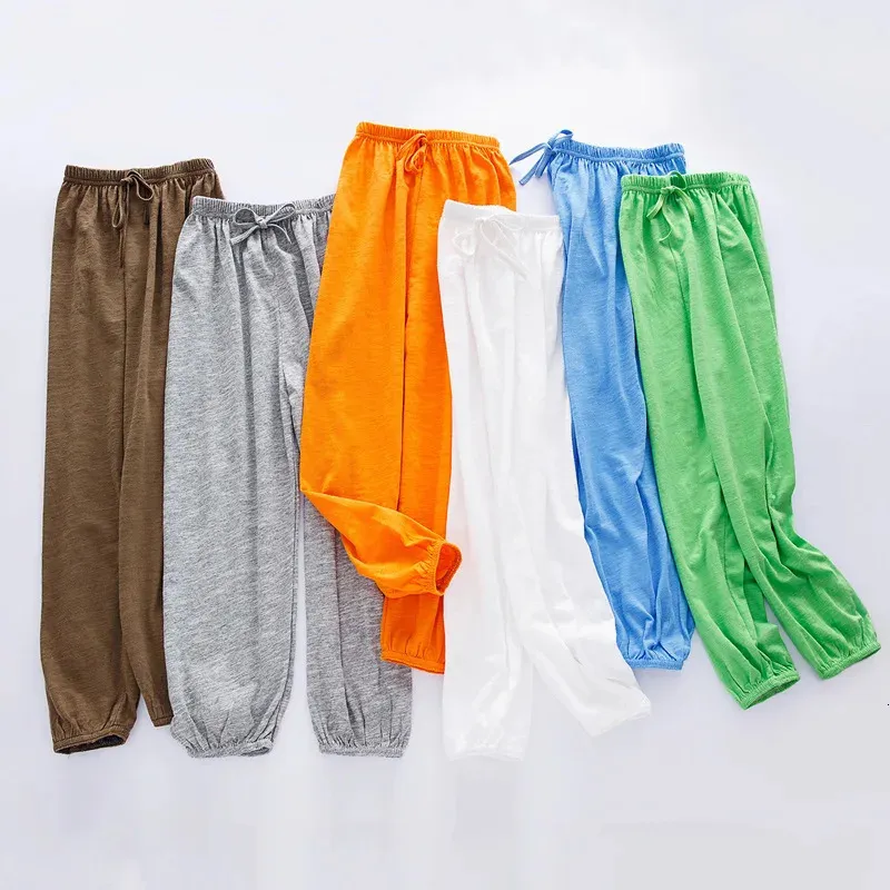 2023 Pantaloni estivi per zanzare per bambini Ragazzi Ragazze Pantaloni in cotone di bambù per bambini Aria condizionata Home Sleepwear Leggings per bambini 240323