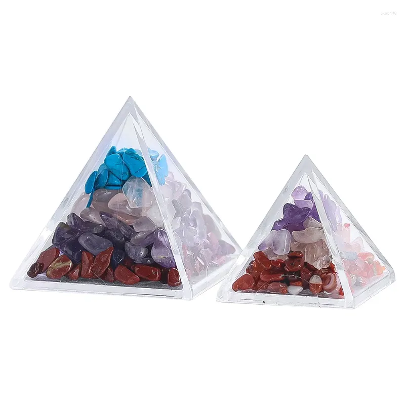 Dekorativa figurer 30/40mm Natural Amethyst Tourmaline Quartz Energy Stone Acrylic Egypt Pyramid Orgonite Purifying Meditation Healing