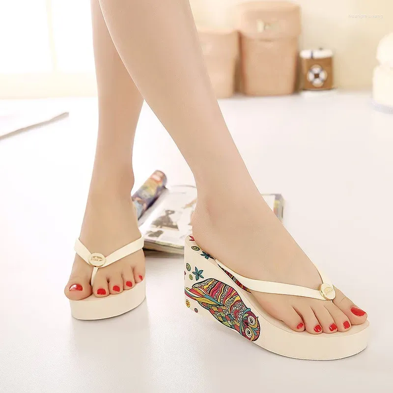 Slippers Comfortable Wedge Platform 11cm Slope Heel Women's Shoes Summer Flip-flops Korean High Heels Sandals