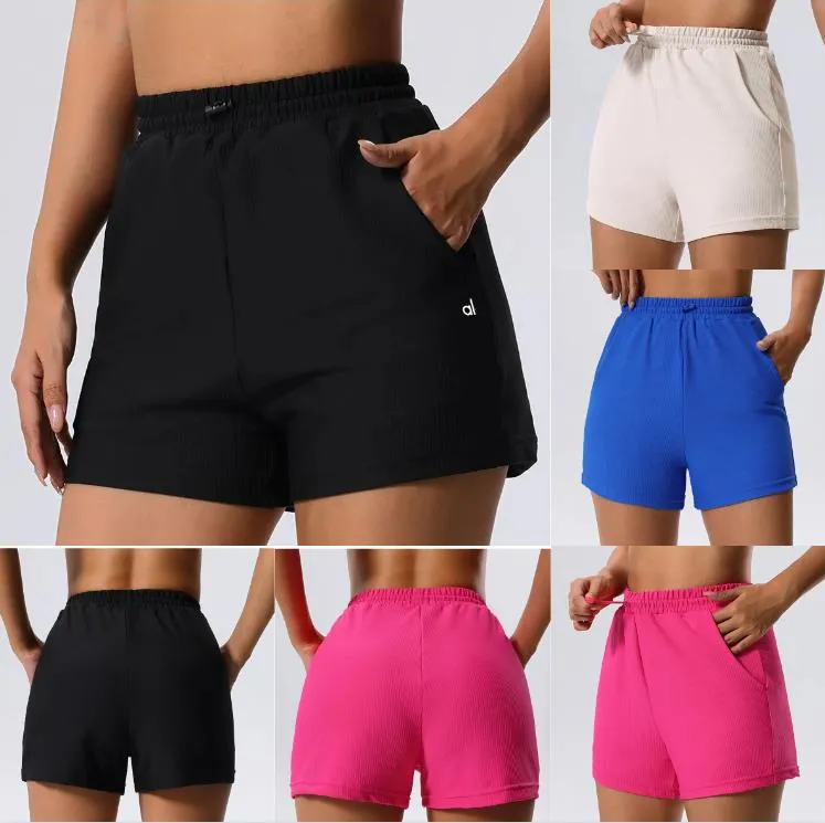 AL Yoga Outfit Neue Sommer-Damen-Shorts mit Gewinde, hohe Taille, Radhose, Damen, schnell trocknend, Lauf-Yoga-Shorts, eng anliegend, Fitness