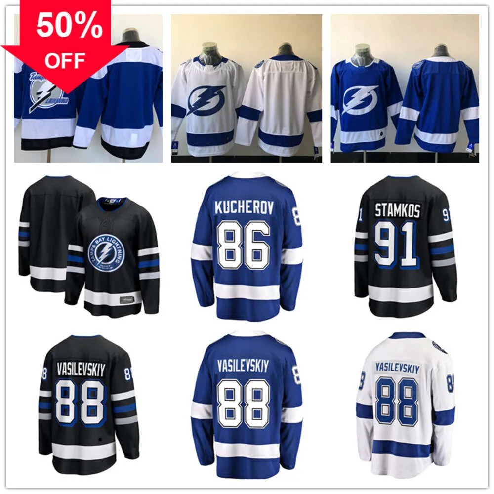 Tampa Custom Bay Lightning Hockey Jerseys 77 Victor Hedman 84 Tanner Jeannot Jonas Johansson 86 Nikita Kucherov 64 Tyler Motte 20 Nicholas Paul 88 Andrei Vasilevskiy