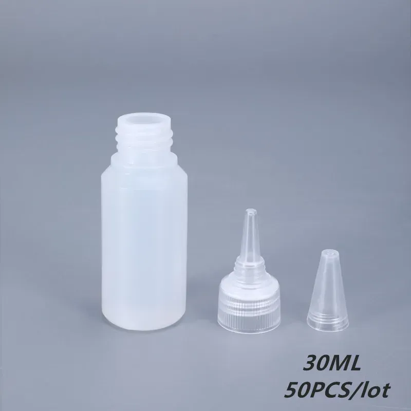 Frascos 30ml vazio garrafa conta-gotas HDPE com tampa garrafa de aperto macio para óleo cola tinta condimento recipiente produto comestível 50pcs