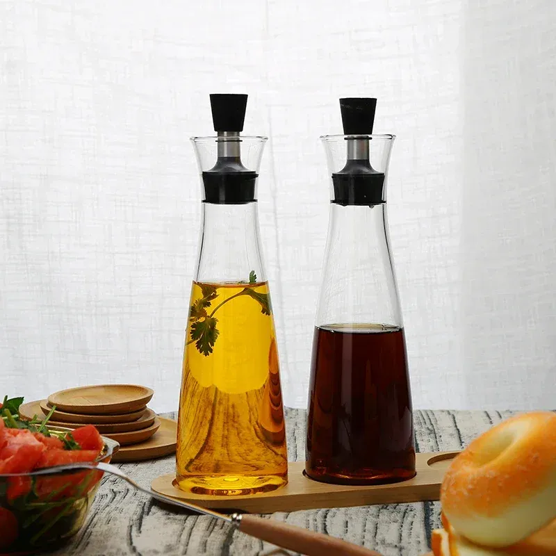 Bocaux en verre Cruet distributeur d'huile bouteilles saucières créatif étanche huile vinaigre bouteille Sauce conteneur Pot cuisine outils JU31810