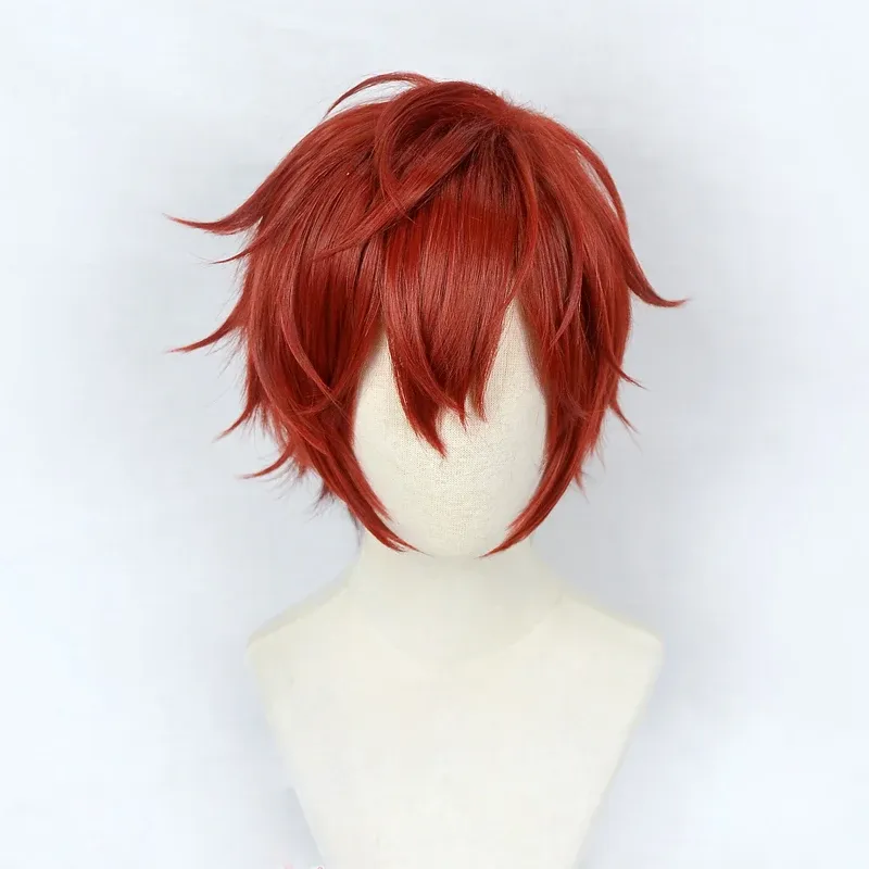 Wigs Anime Ensemble Stars Amagi Hiiro Cosplay Wigs Red Short Heat Resistant Synthetic Hair Wigs + Wig Cap