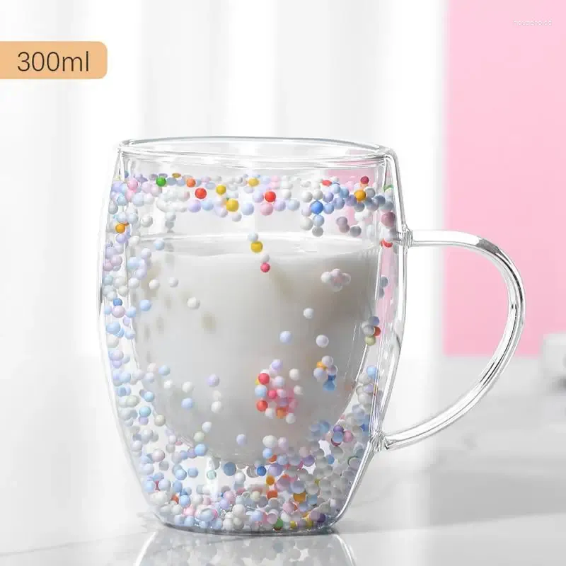 Mugs Double Walled Glass Cup Aesthetic Clear Insulated Coffee Mug High Borosilicate Beer Juice Water 300ml