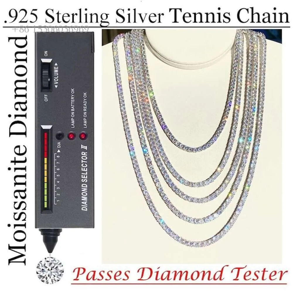 Fine Jewelry Hip Hop Sterling Sier VVS Moissanite Diamond Cluster Iced Out Tennis Chain Bracelet Necklace 4Mm 5Mm Custom