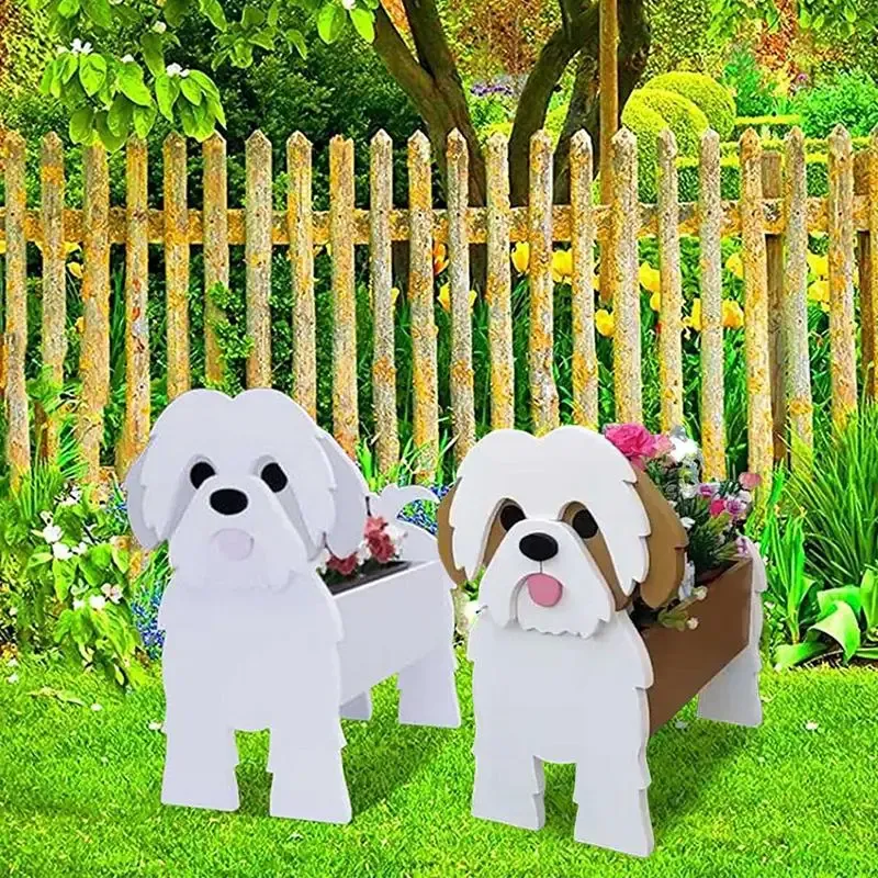 Planters Creative Garden Flower Pot Dog Shape Planter Vase Pots Diy PVC Flower Planters Garden Home Decor Office Home Decor Gift