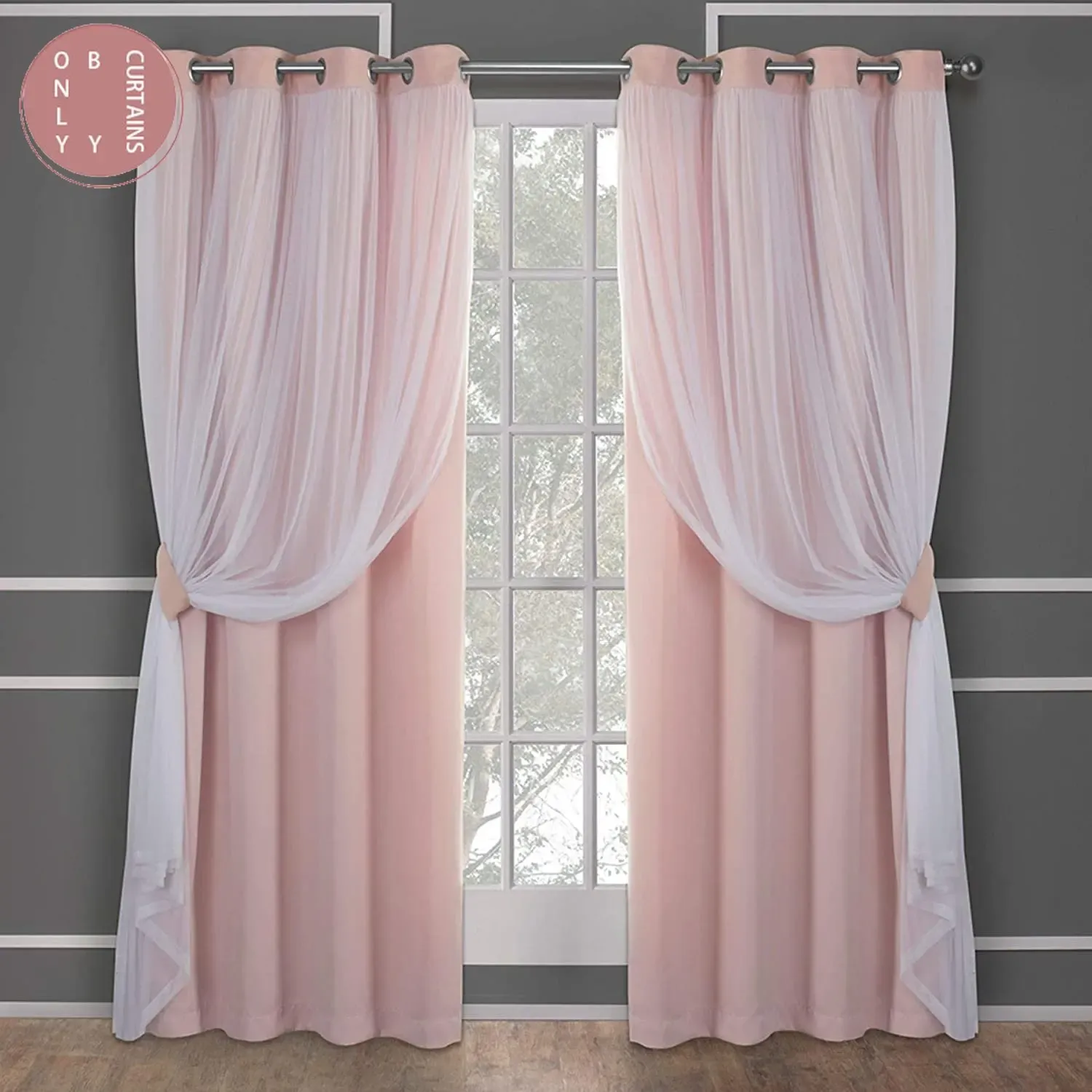 Curtains Pink Blackout Curtains for Living Room Curtain for Bedroom Backdrop Gray Thermal Insulated Girl's Windows Treatments White Sheer