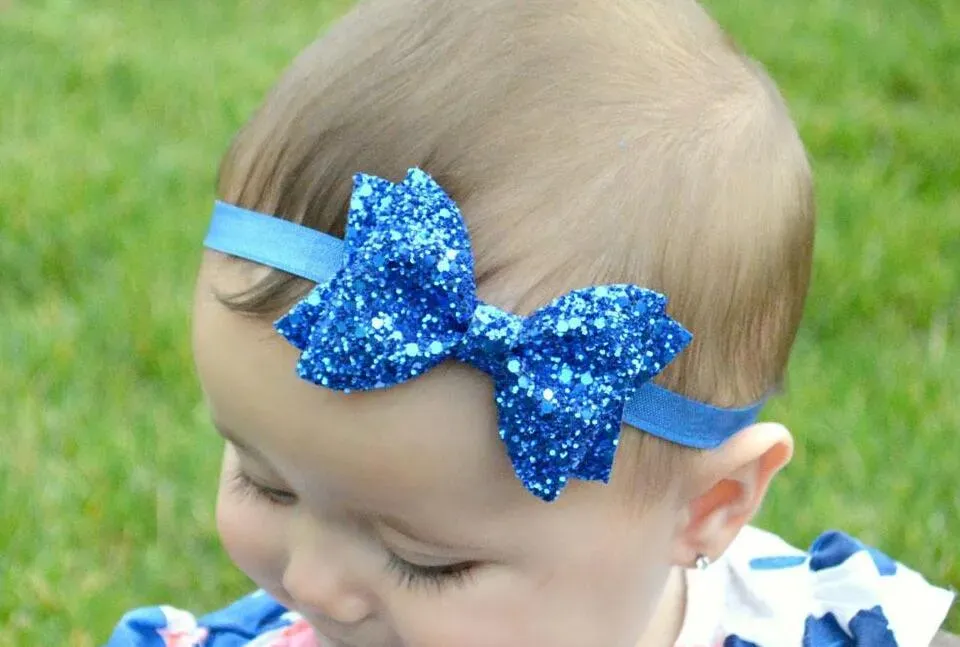 NEW Infant Baby Girls Big Glitter Shiny Sequin Bow Headbands Knot Toddler Spring Stretchy Hairwrap Children's Princess Hair Accessories