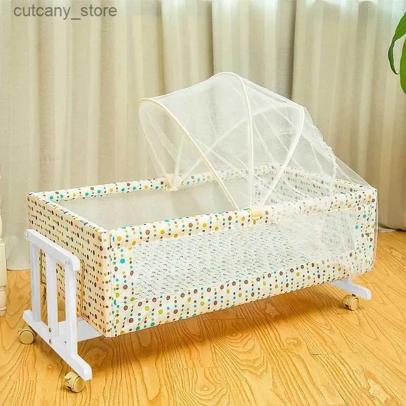 Baby Cribs Follab Shaker avec moustique NetSolid Wood Crad Bed Can Swingbaby Strolrmobi Baby CarriageInfant Cribbaby Nest Bed L240320