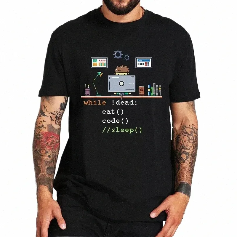 funny Tees Computer Science Pyth Programmer Eat Code Sleep T Shirts Graphic Streetwear Short Sleeve Birthday Summer T-shirt G0Wx#