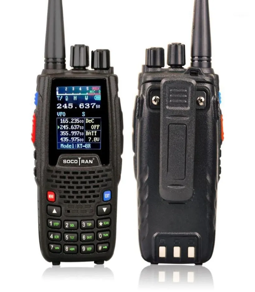 KT8R Quad Band Walkie Talkie UHF VHF 136147MHZ 400470MHZ 220270MH 350390MHZハンドヘルド5W UV 2つのラジオカラーディスプレイ18490471